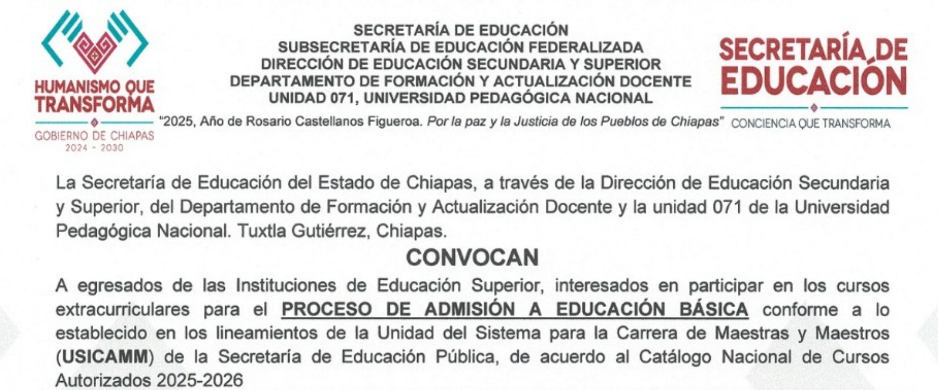 Admisiones LIE Sede Comitán UPN 071 Chiapas